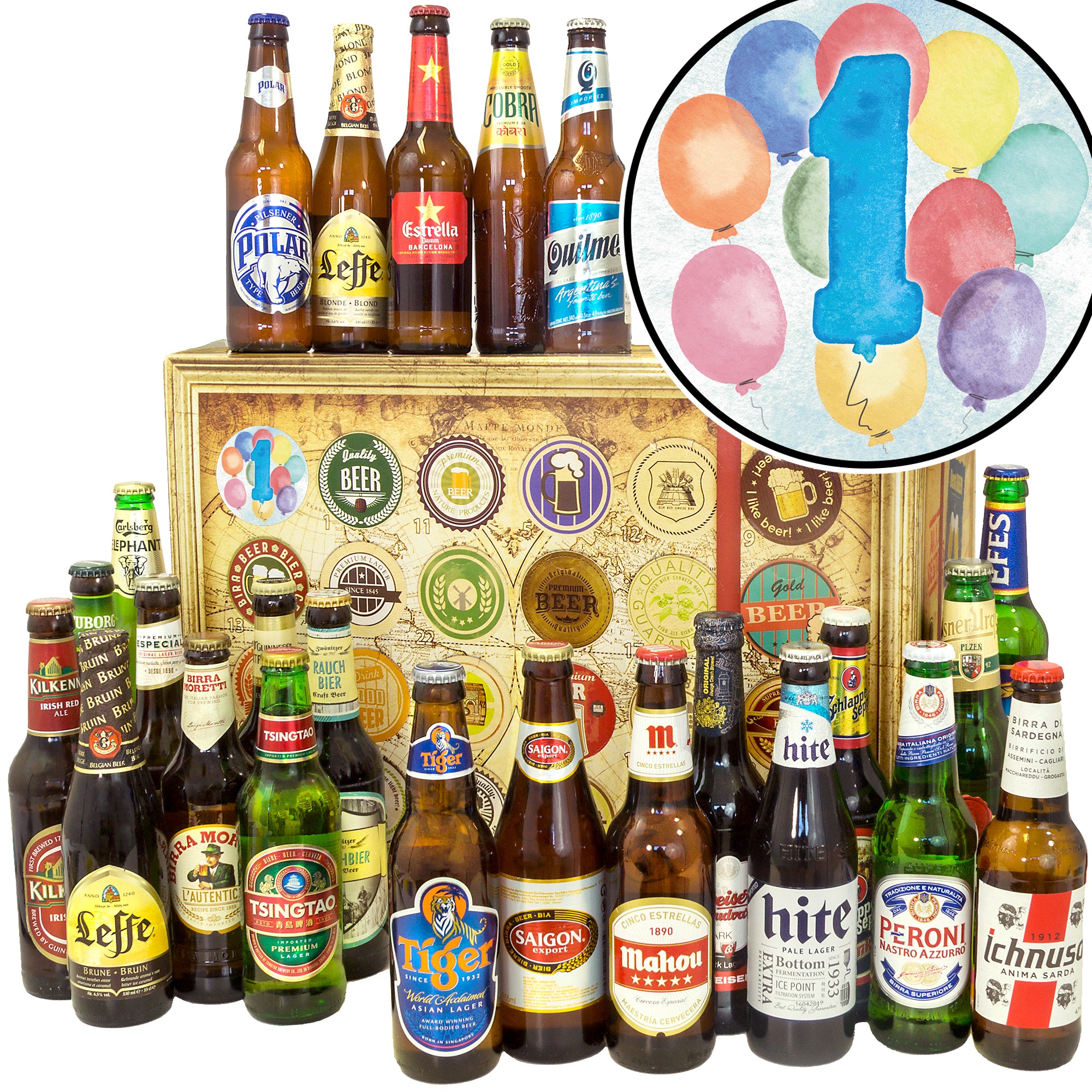 Jahrestag 1 | 24x Bier aus aller Welt | Box - monatsgeschenke.de