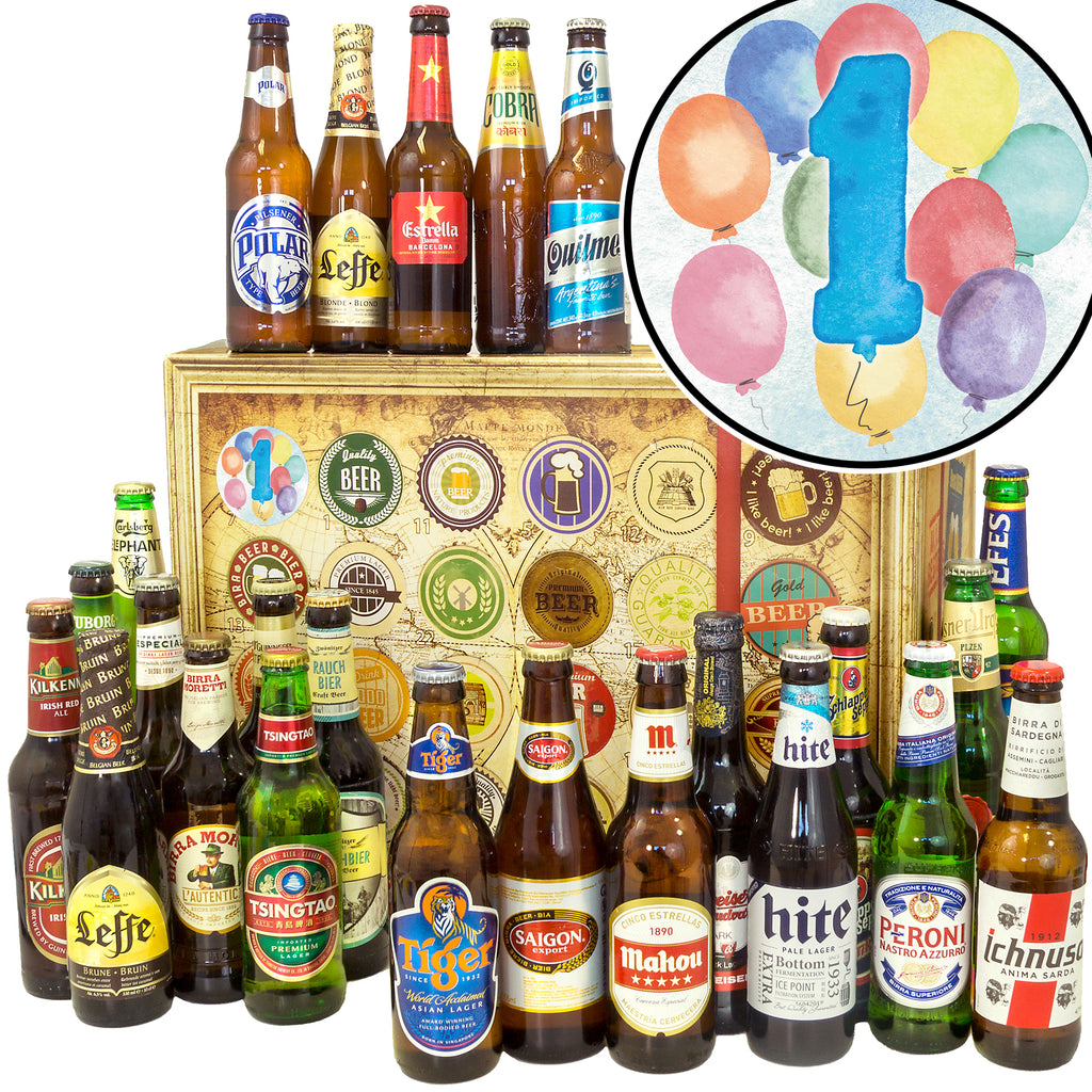 Jahrestag 1 | 24x Bier aus aller Welt | Box - monatsgeschenke.de
