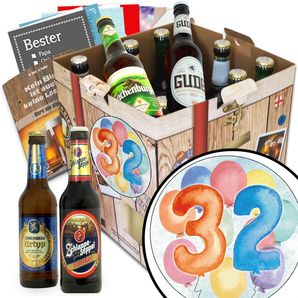 Geburtstag 32 | 9 Spezialitäten Biere Deutschland | Geschenk Box