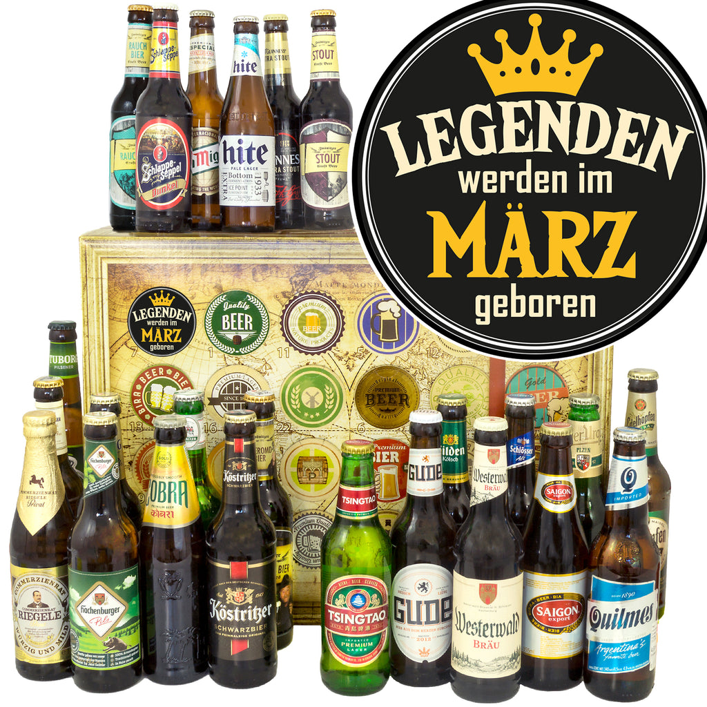 Legende März | 24x Bier Bier International und Deutschland | Geschenkkorb