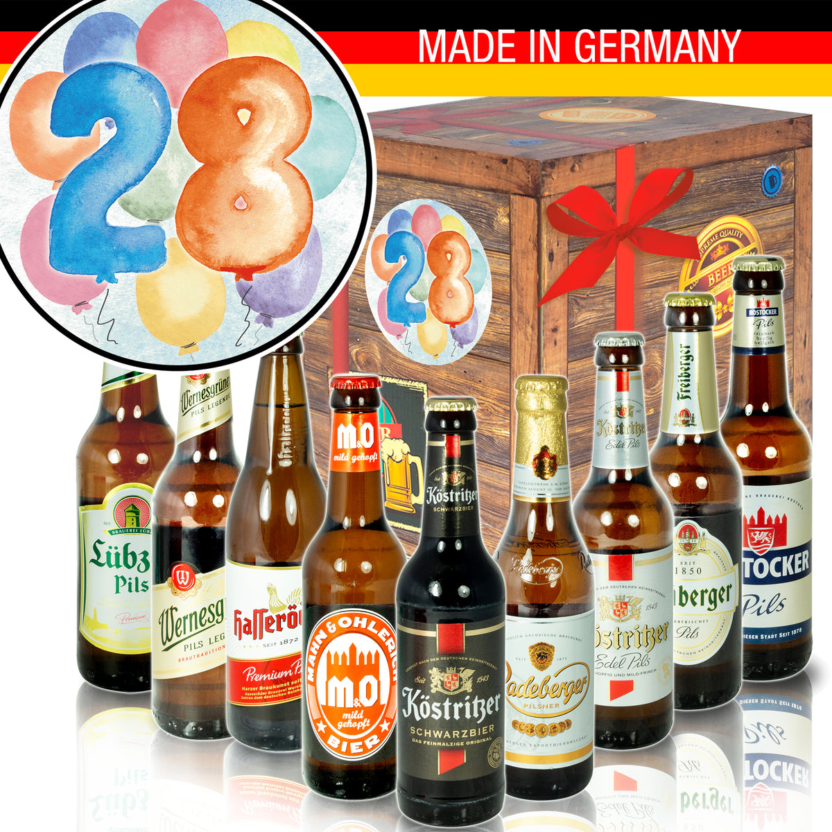 Geburtstag 28 | 9 Biersorten Biere Ostdeutsch | Geschenk Set