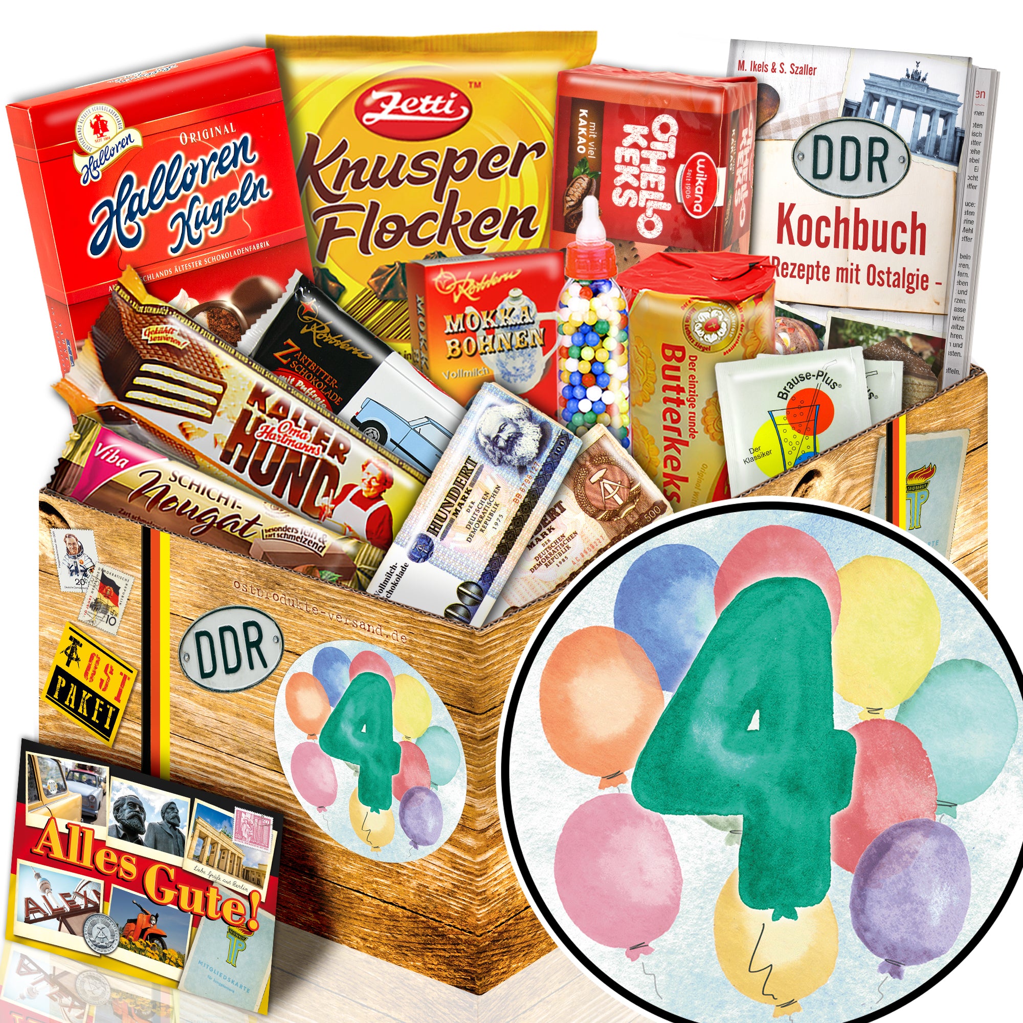 Zahl 4 - Süßigkeiten Set DDR L