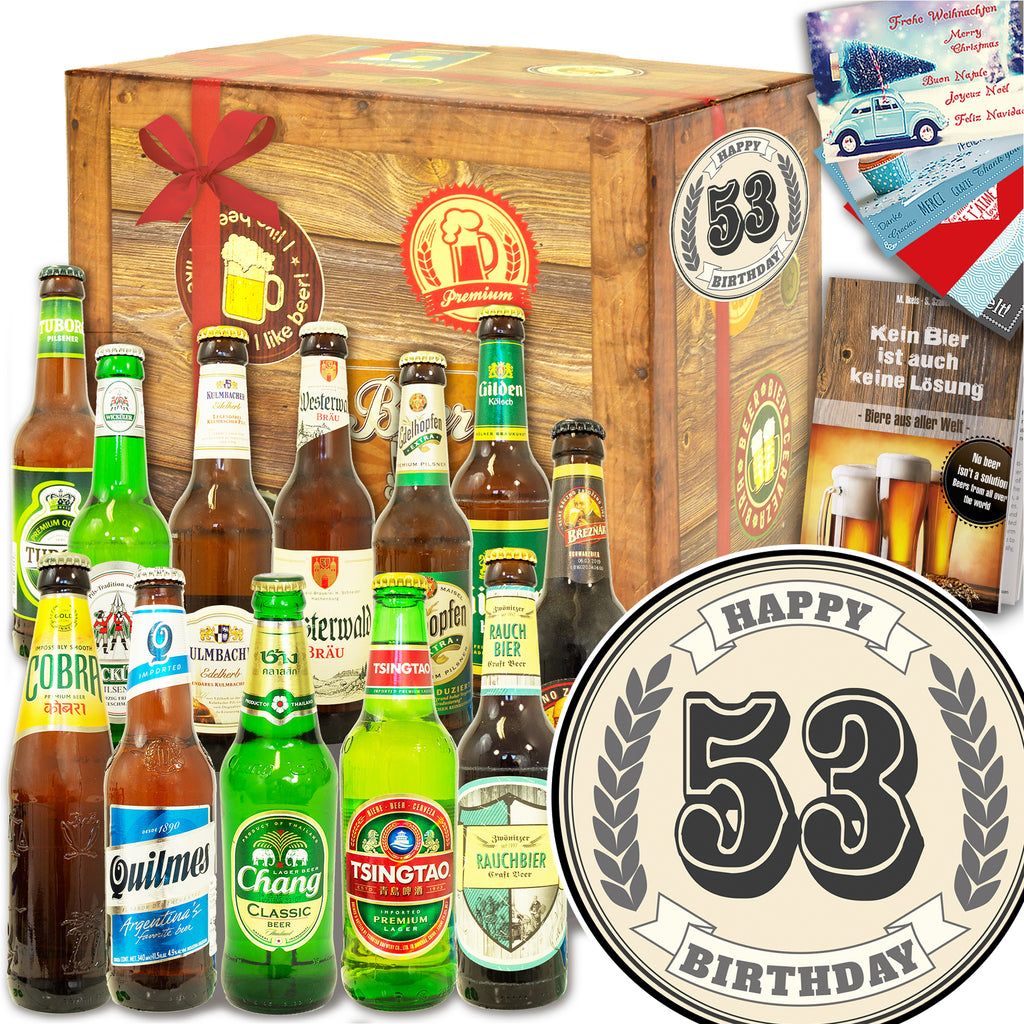 Geburtstag 53 | 12 Spezialitäten Bier Deutschland und Welt | Geschenk Box