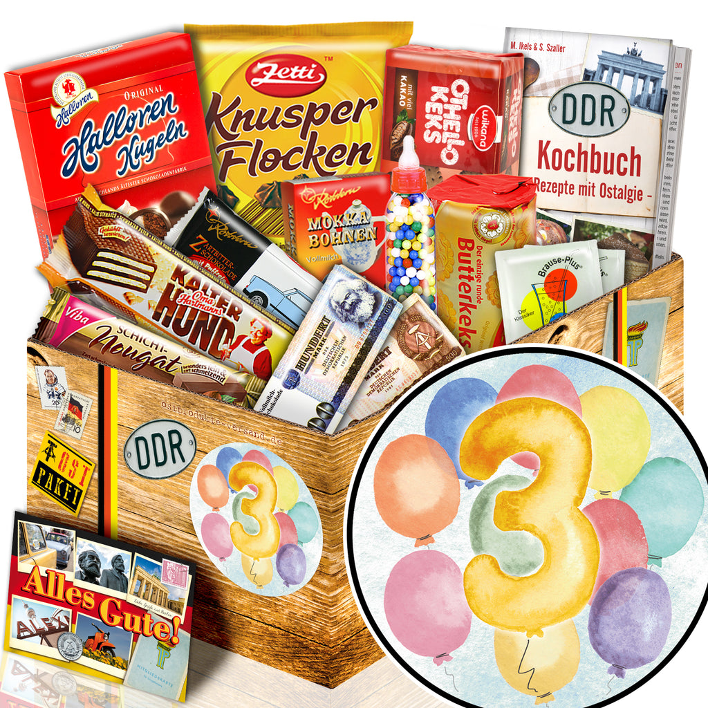 Zahl 3 - Süßigkeiten Set DDR L - monatsgeschenke.de