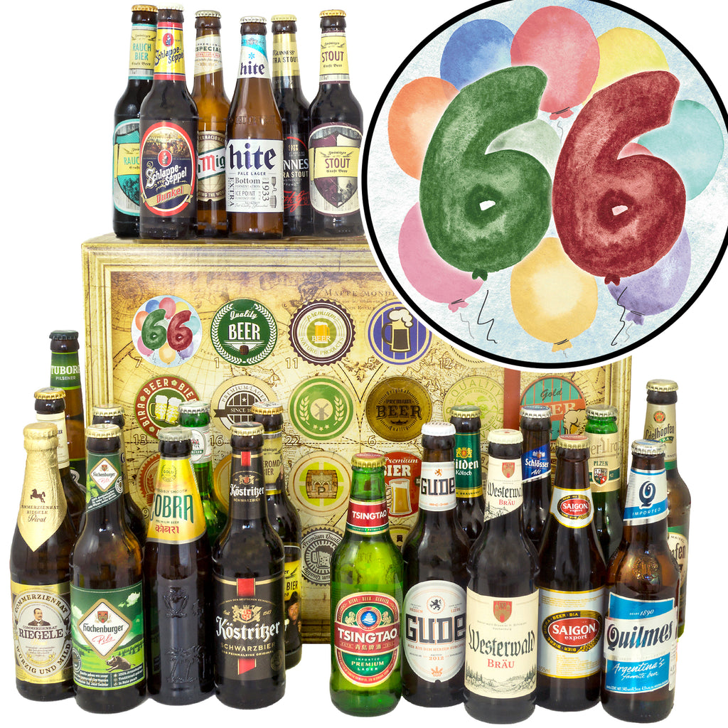 Geburtstag 66 | 24 Biersorten Bier aus Welt und Deutschland | Biertasting