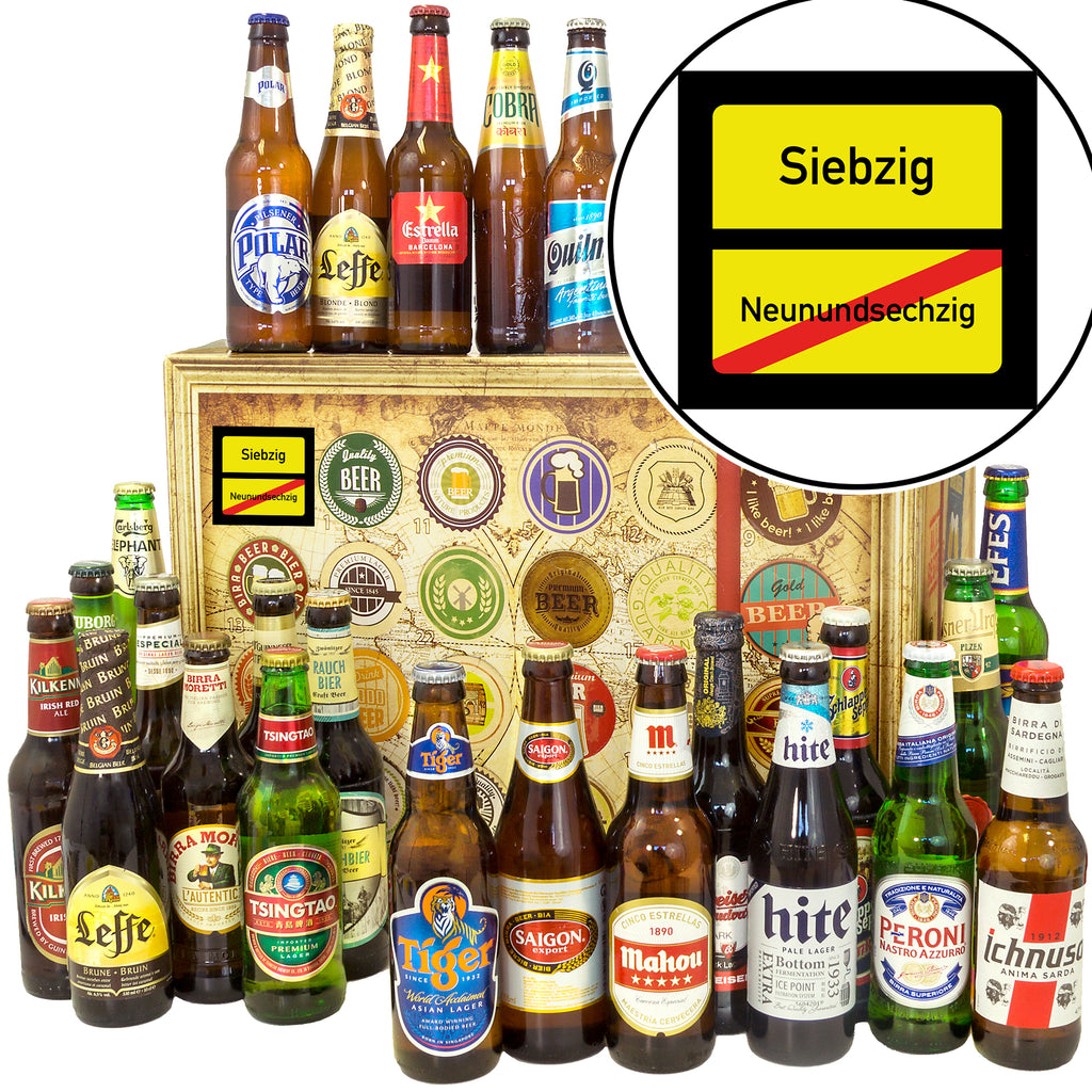 Ortsschild 70 | 24 Biersorten Bierweltreise | Geschenkbox