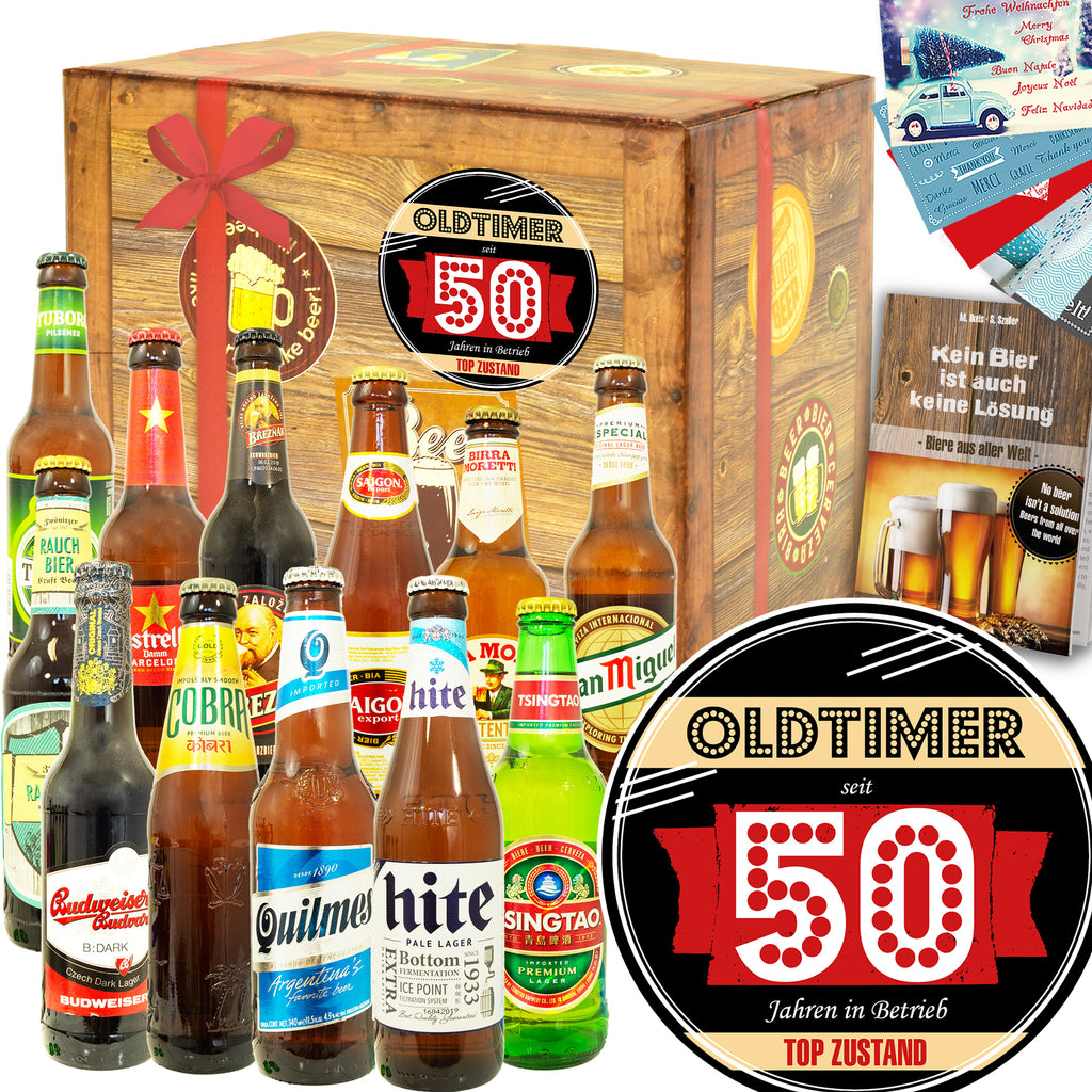 Oldtimer 50 | 12x Biere aus aller Welt | Geschenkpaket