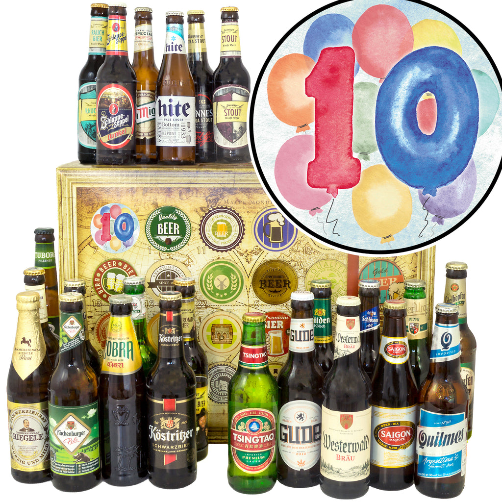 Jahrestag 10 | 24 Spezialitäten Biere Welt und Deutschland | Geschenkidee