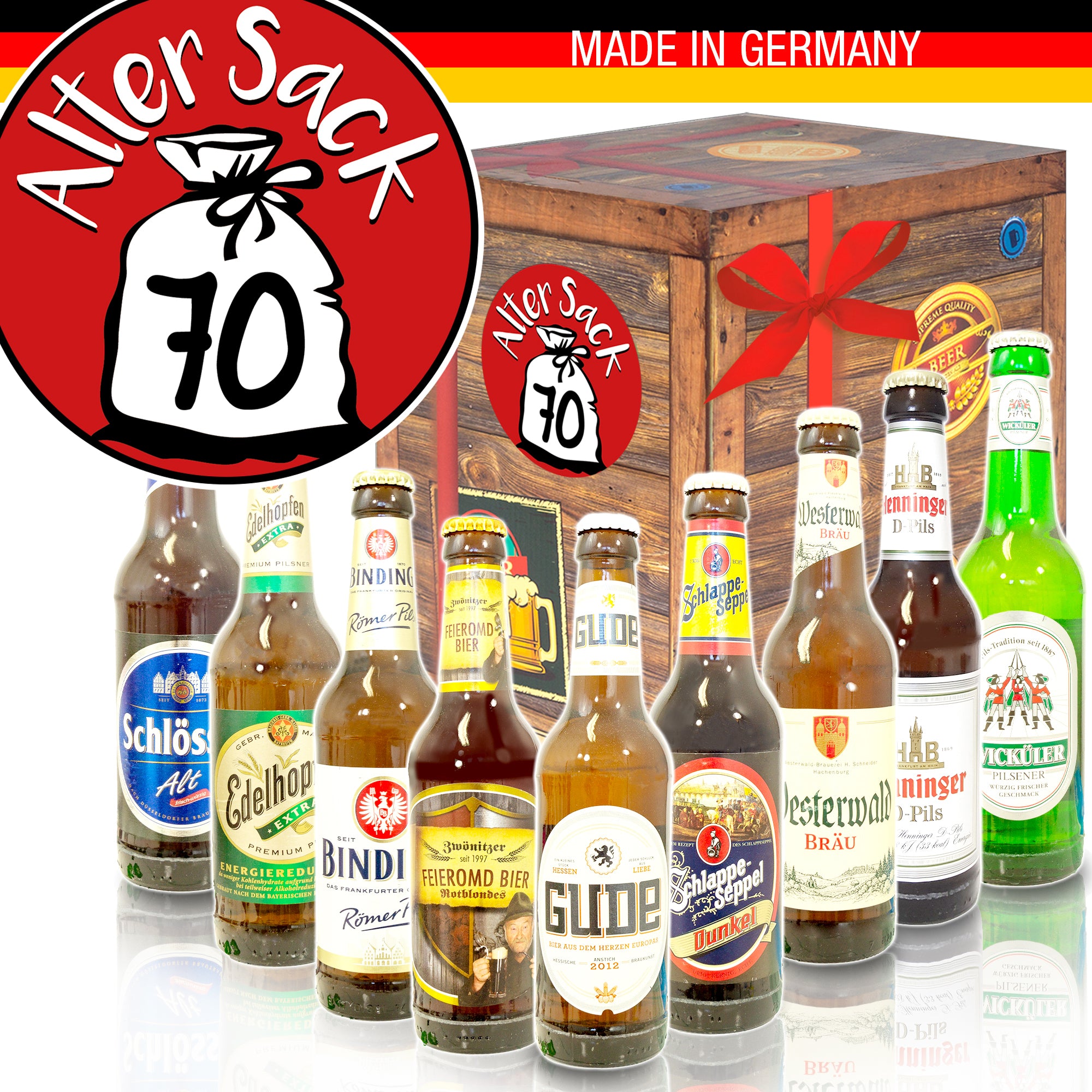 Alter Sack 70 | 9 Flaschen Biere Deutschland | Geschenkbox