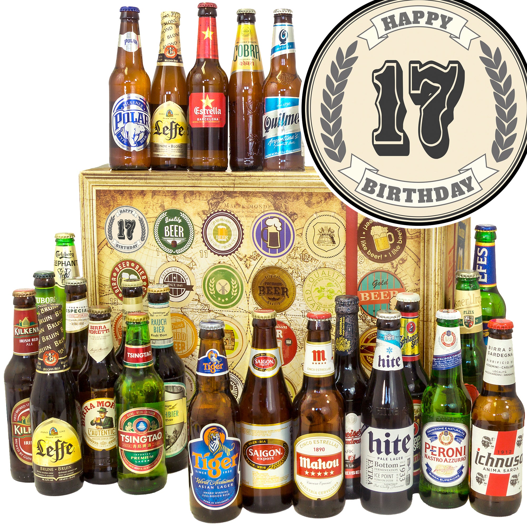 Geburtstag 17 | 24 Länder Bier aus aller Welt | Biertasting - monatsgeschenke.de