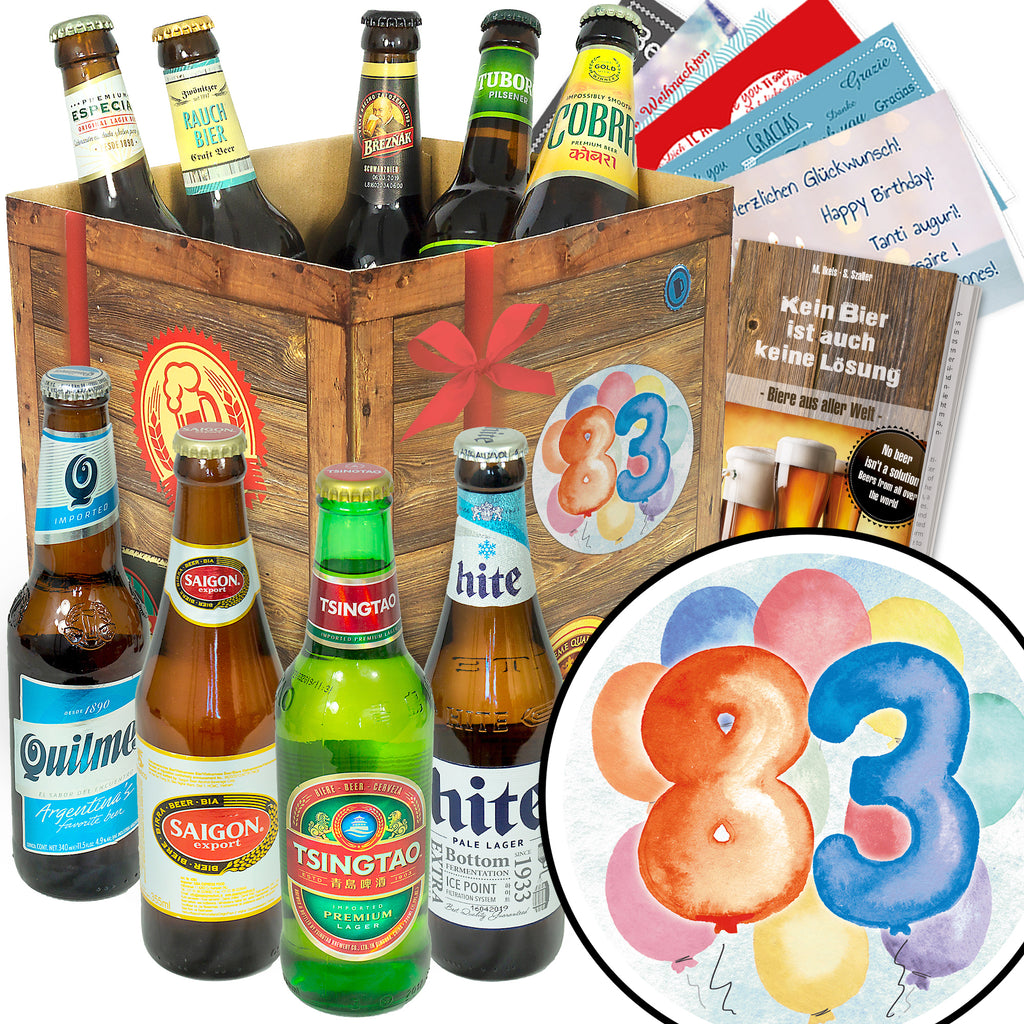 Geburtstag 83 | 9 Biersorten Biere aus aller Welt | Geschenkkorb