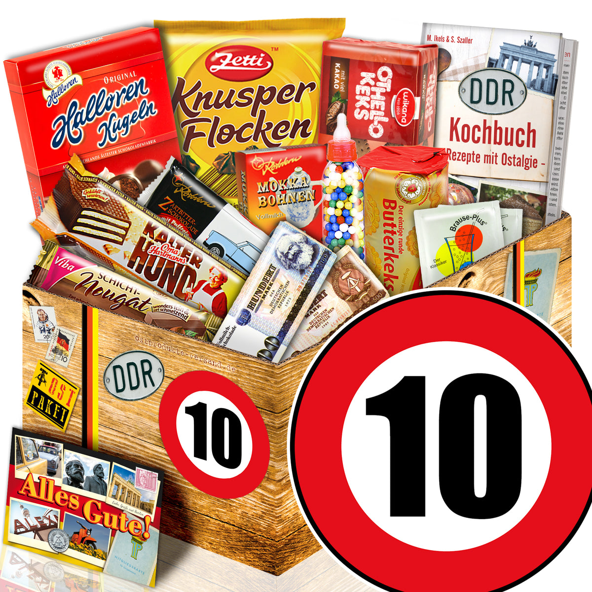 Zahl 10 - Süßigkeiten Set DDR L - monatsgeschenke.de