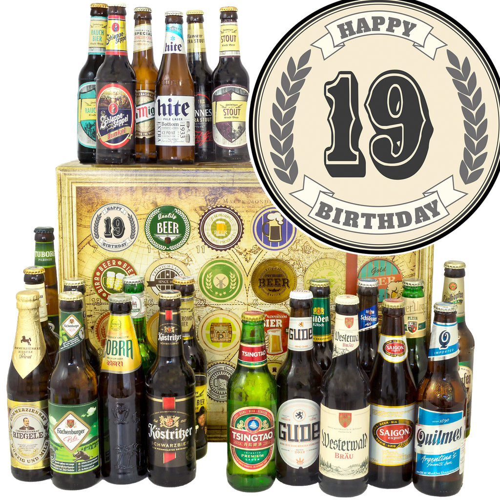 Geburtstag 19 | 24 Spezialitäten Biere Welt und Deutschland | Bierpaket