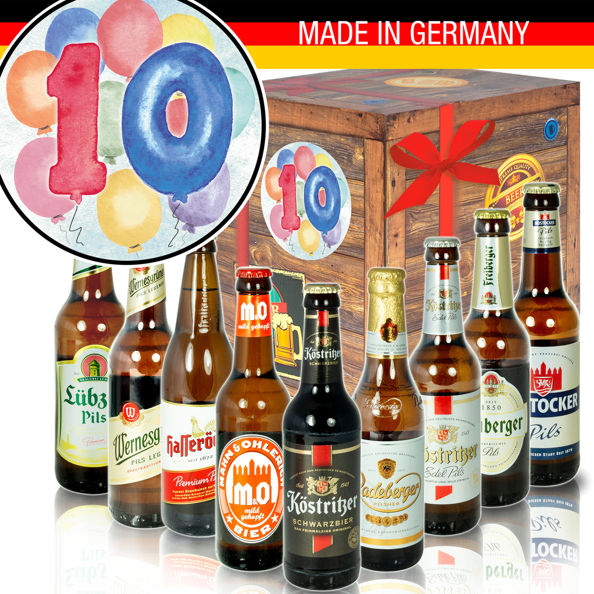 Jahrestag 10 | 9x Biere Ostdeutsch | Geschenk Set
