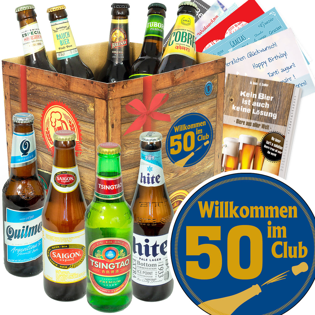 Wilkommen im Club 50 | 9 Länder Biere der Welt Exoten | Geschenk Set