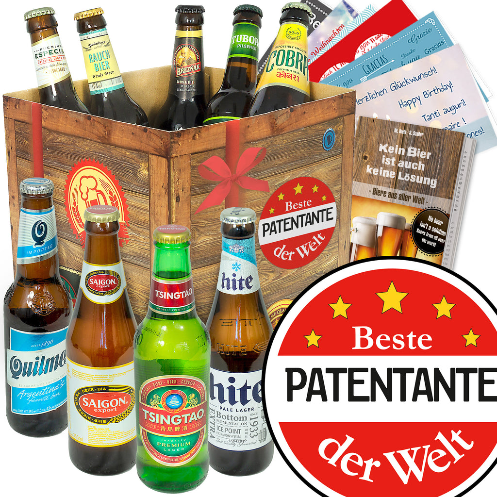 Beste Patentante | 9x Biere der Welt Exoten | Geschenk Box