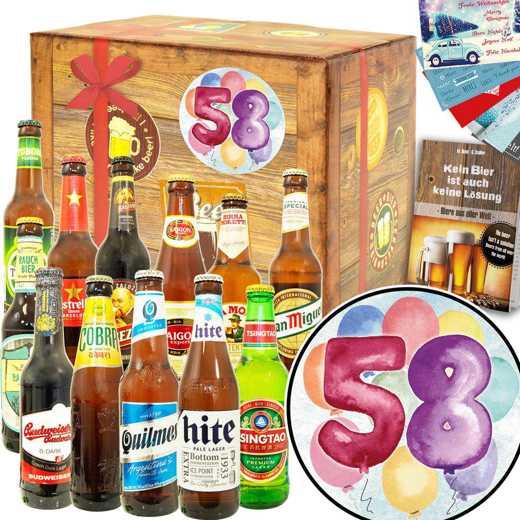 Geburtstag 58 | 12 Länder Bier aus aller Welt | Geschenk Set