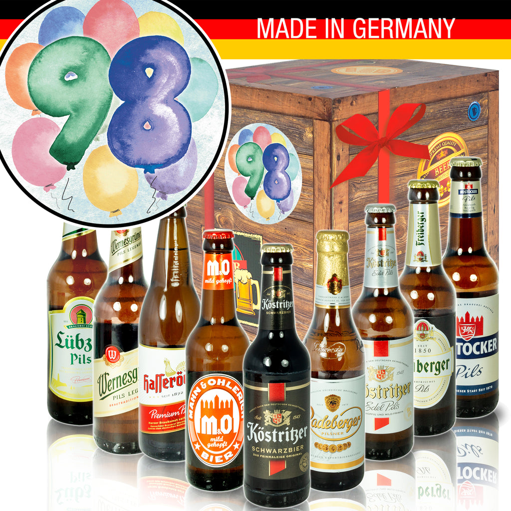 Geburtstag 98 | 9 Flaschen Biere Ostdeutsch | Geschenkkorb