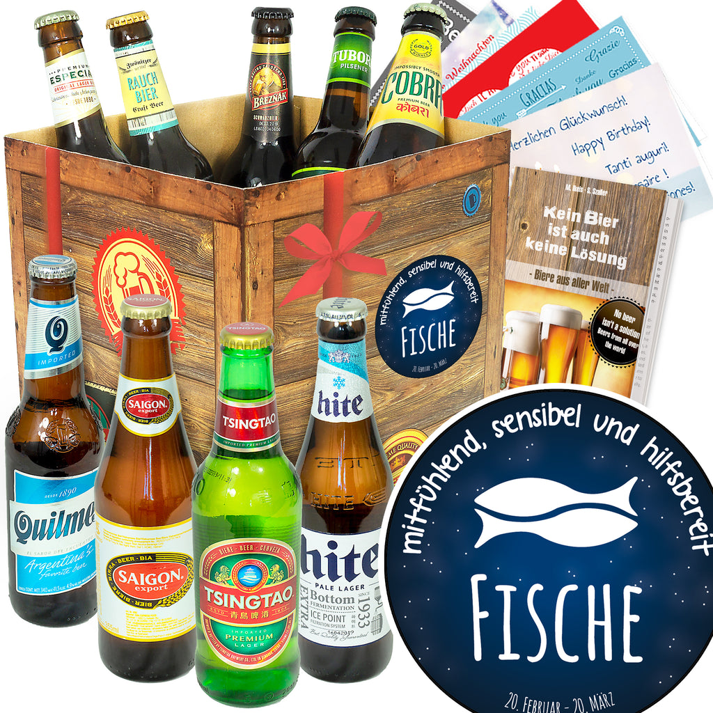 Sternzeichen Fische | 9 Flaschen Biere der Welt | Geschenkpaket