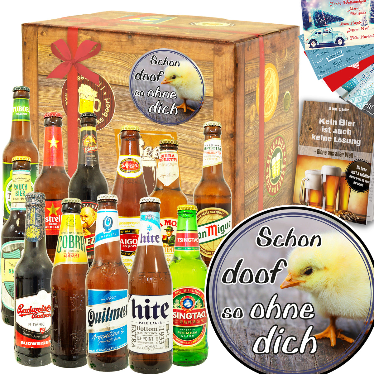 Schon doof so ohne dich | 12 Länder Bier aus aller Welt | Bier Geschenk
