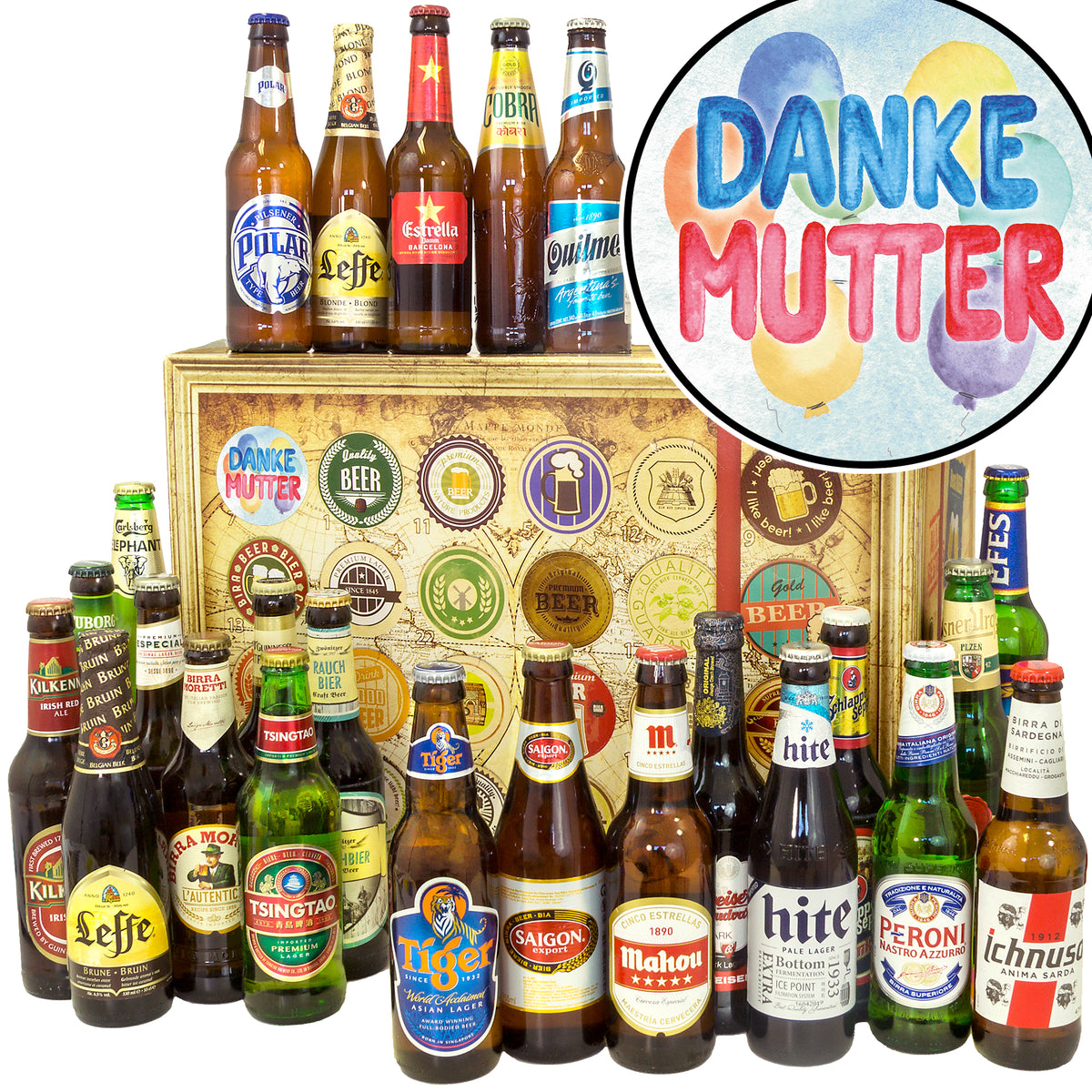 Danke Mutter | 24 Länder Bier Weltreise | Geschenkkorb