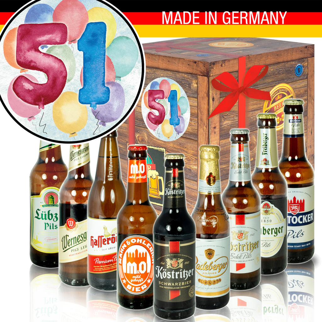 Geburtstag 51 | 9 Biersorten Ostdeutsche Biere | Biergeschenk