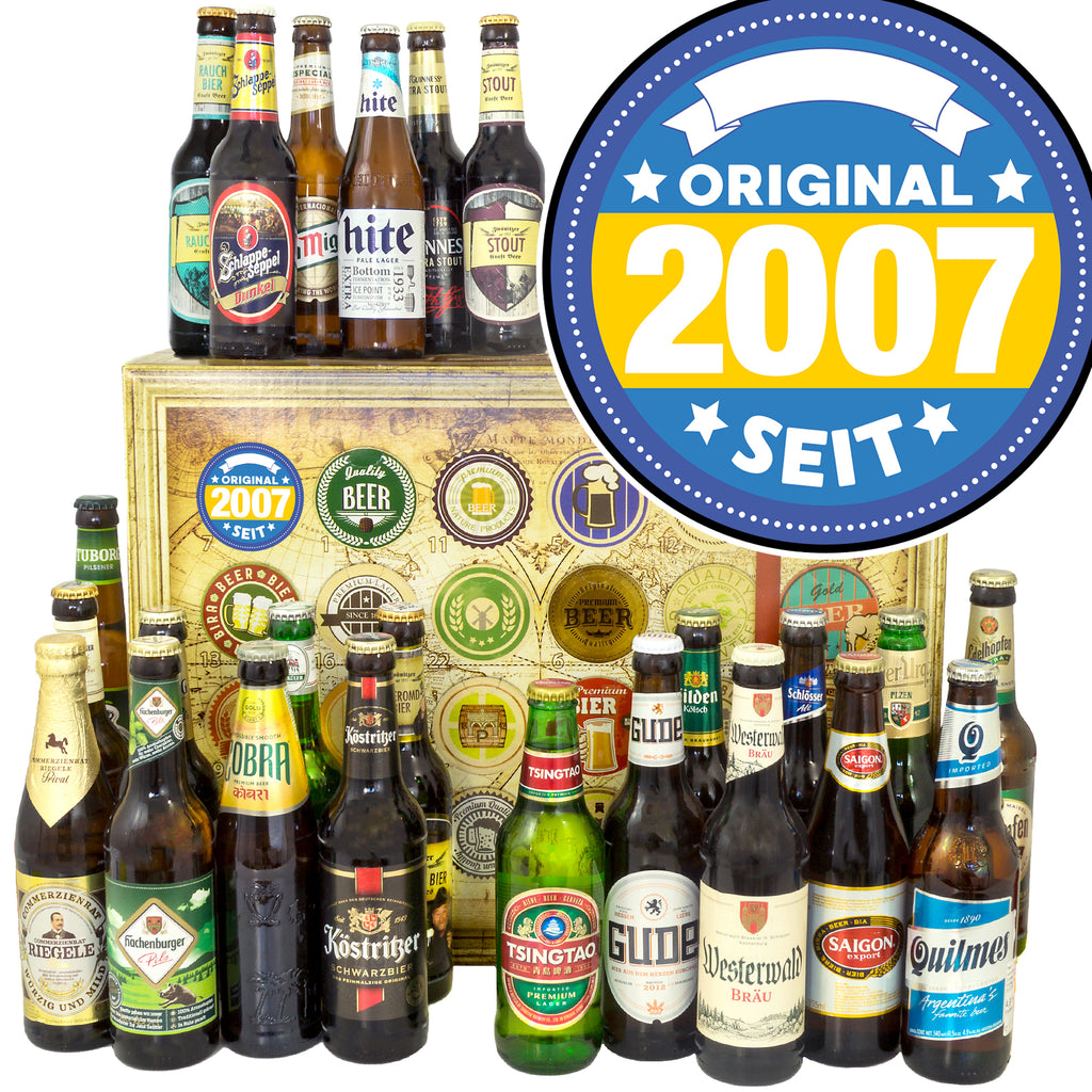Original seit 2007 | 24 Flaschen Bier aus Welt und Deutschland | Box