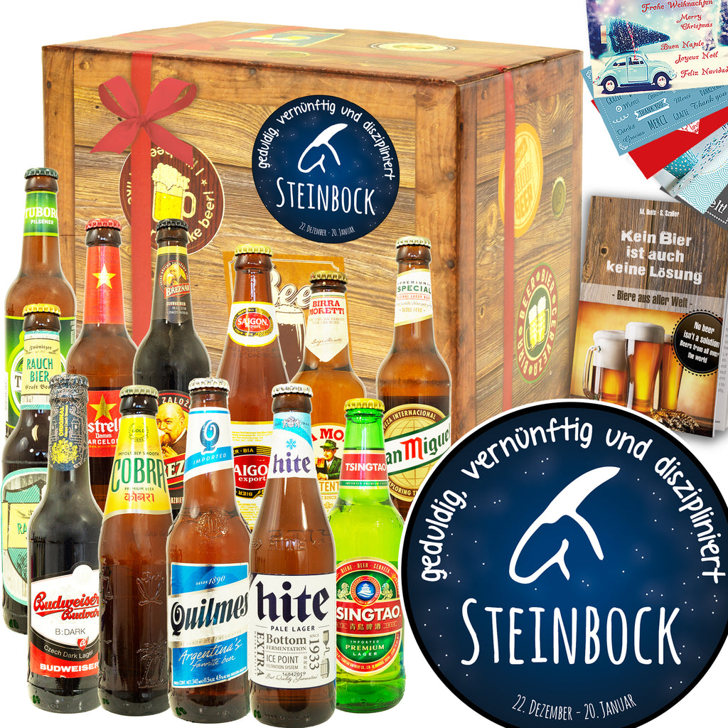 Sternzeichen Steinbock | 12x Bier aus aller Welt | Geschenk Box
