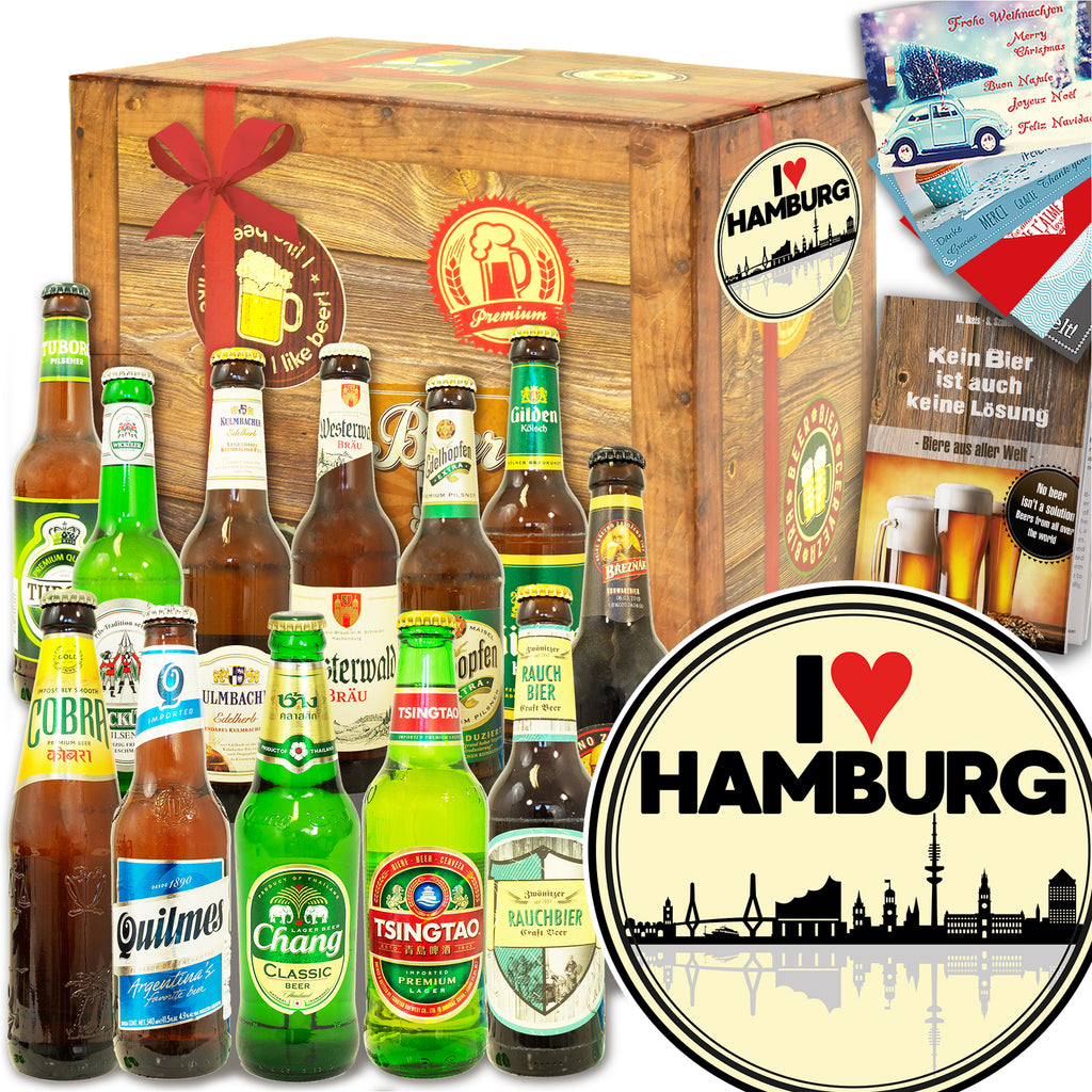 I love Hamburg | 12 Flaschen Bier Deutschland und Welt | Geschenkidee