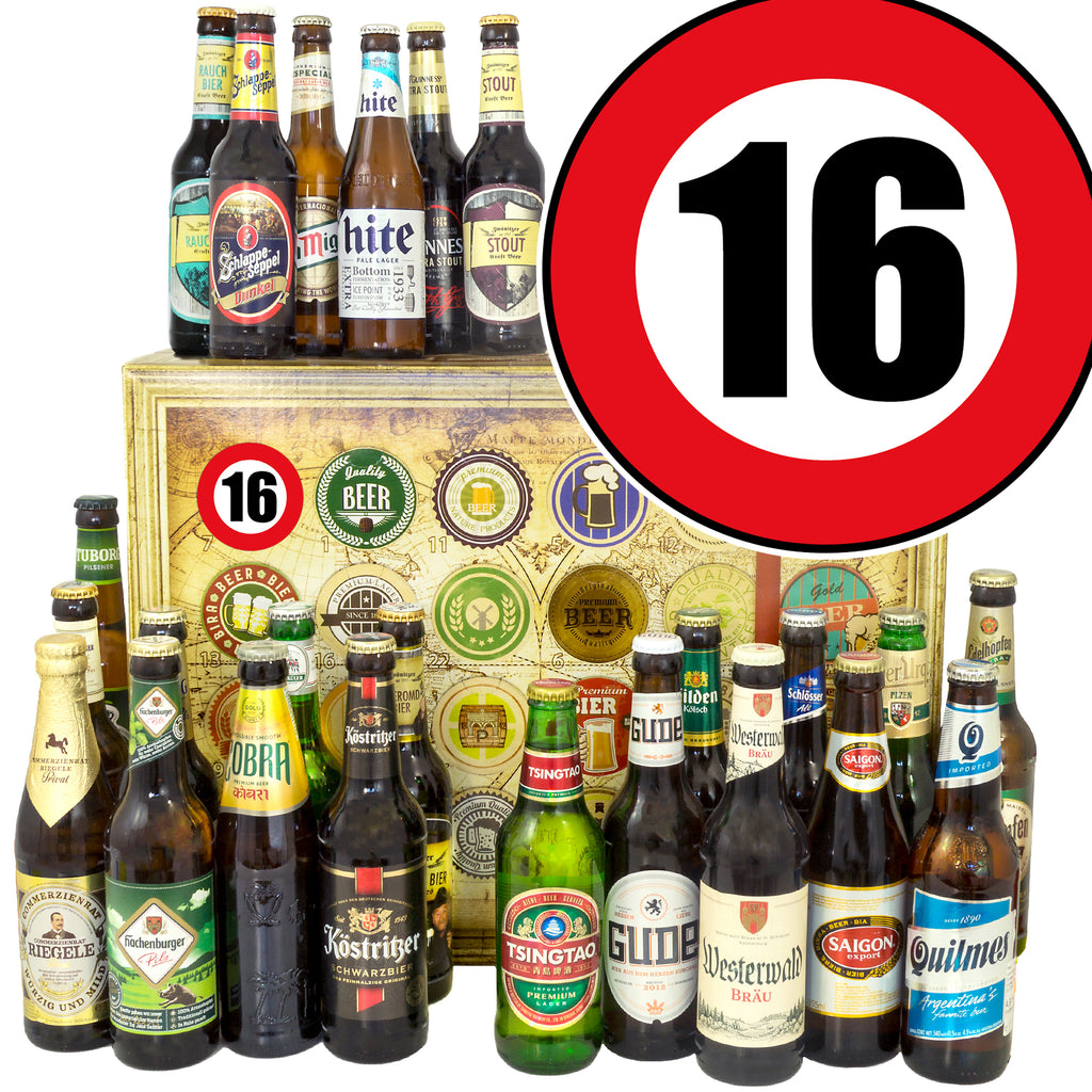 Zahl 16 | 24 Spezialitäten Bier aus Welt und Deutschland | Biergeschenk