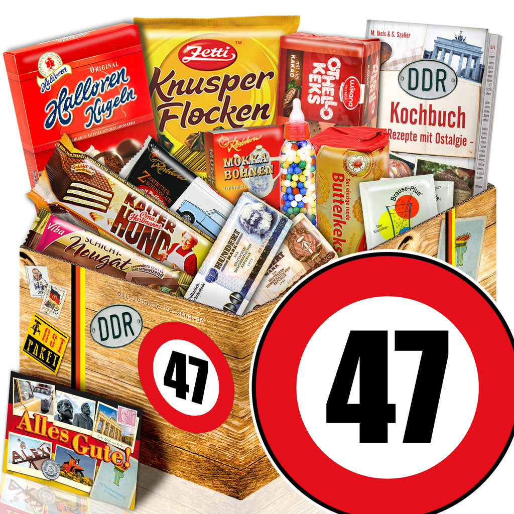 Zahl 47 - Süßigkeiten Set DDR L - monatsgeschenke.de