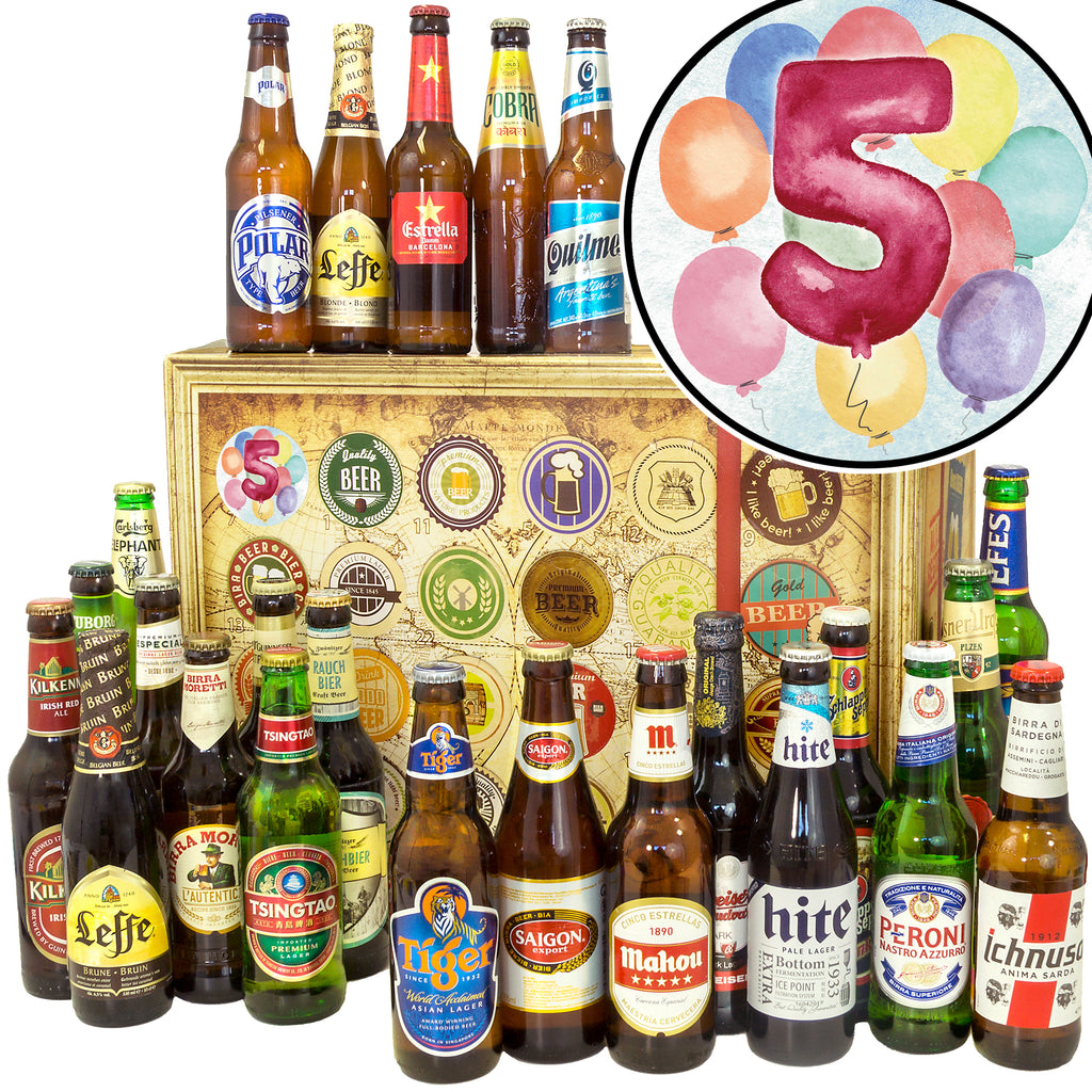 Hochzeitstag 5 | 24 Flaschen Biere aus aller Welt | Bierbox