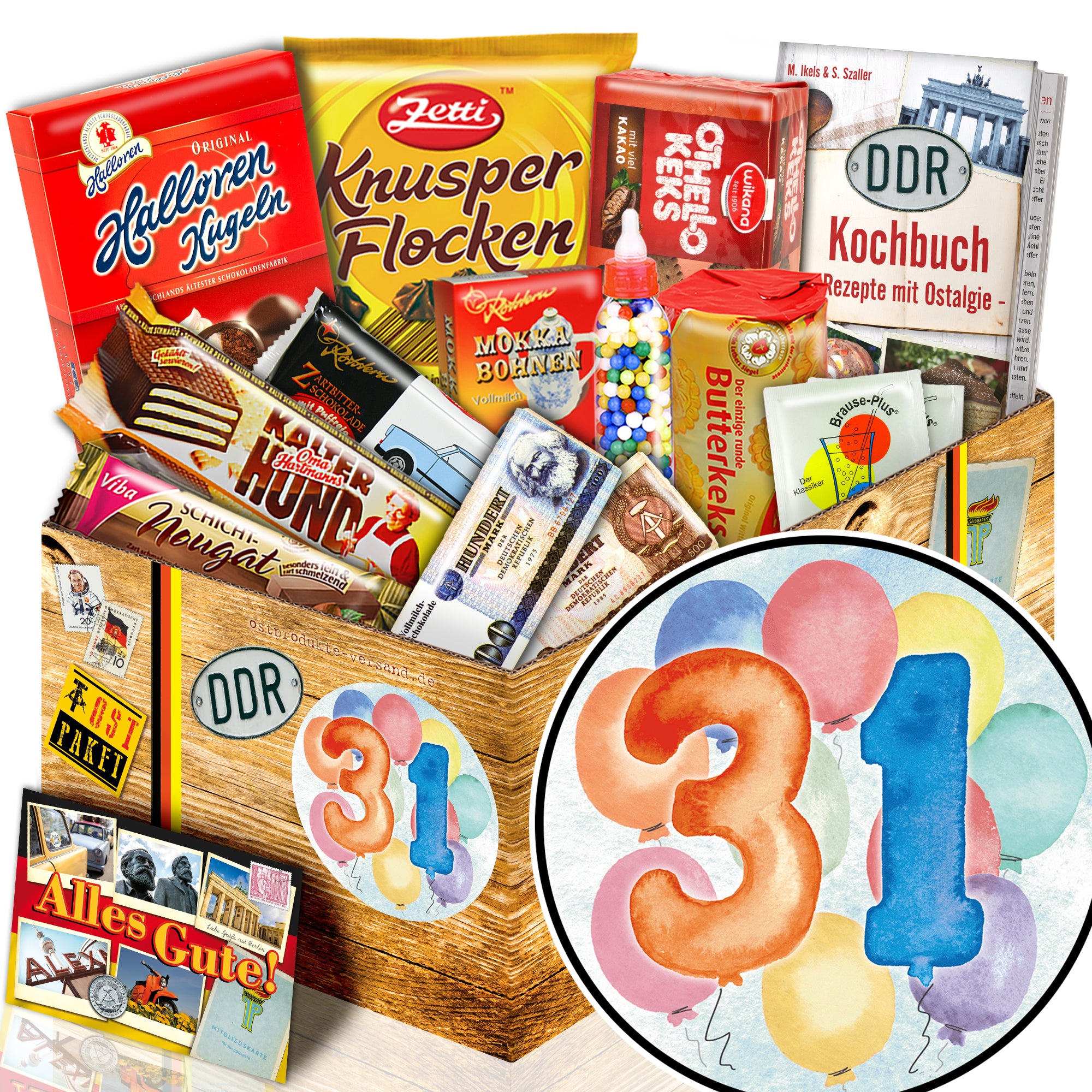 Zahl 31 - Süßigkeiten Set DDR L - monatsgeschenke.de