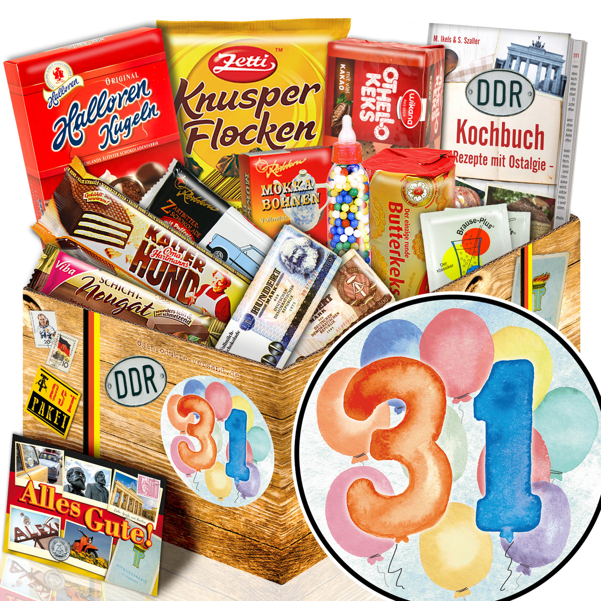 Zahl 31 - Süßigkeiten Set DDR L - monatsgeschenke.de
