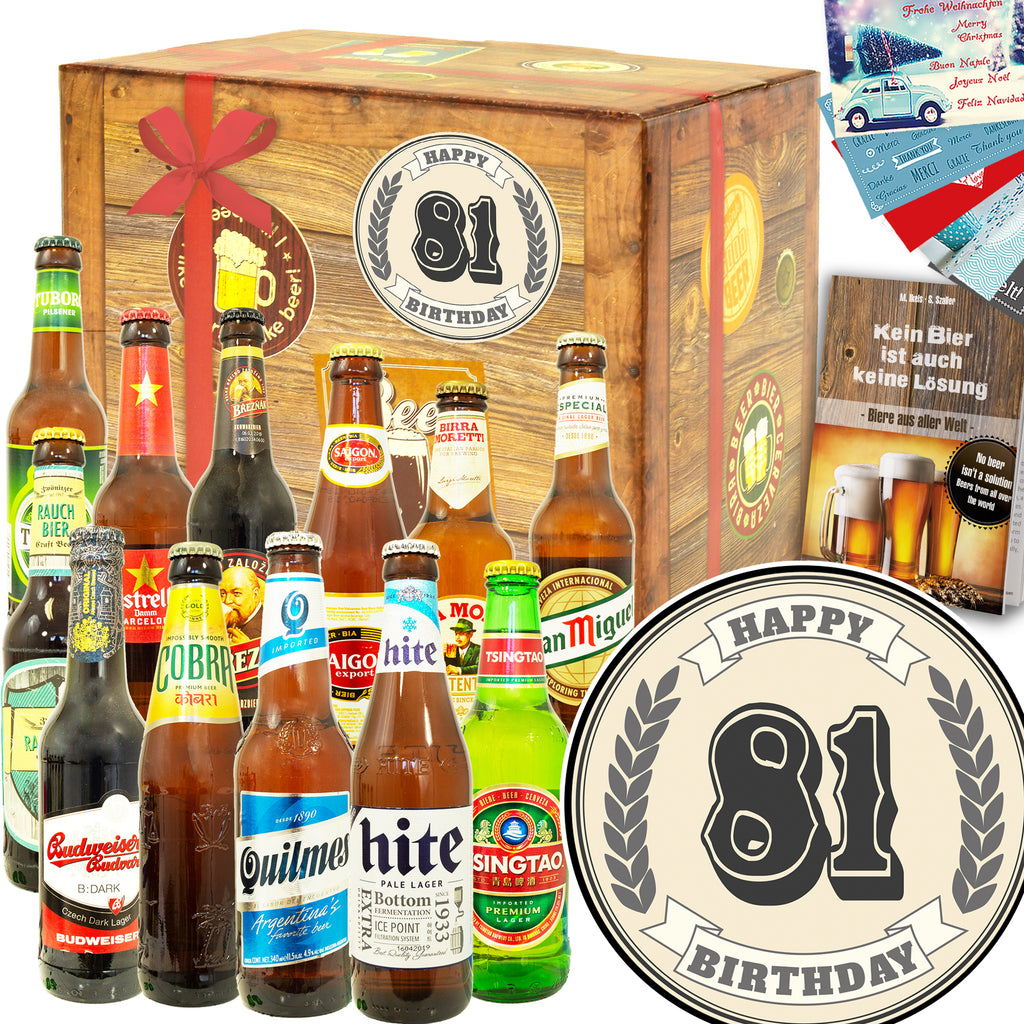 Geburtstag 81 | 12 Flaschen Bier Weltreise | Geschenkpaket