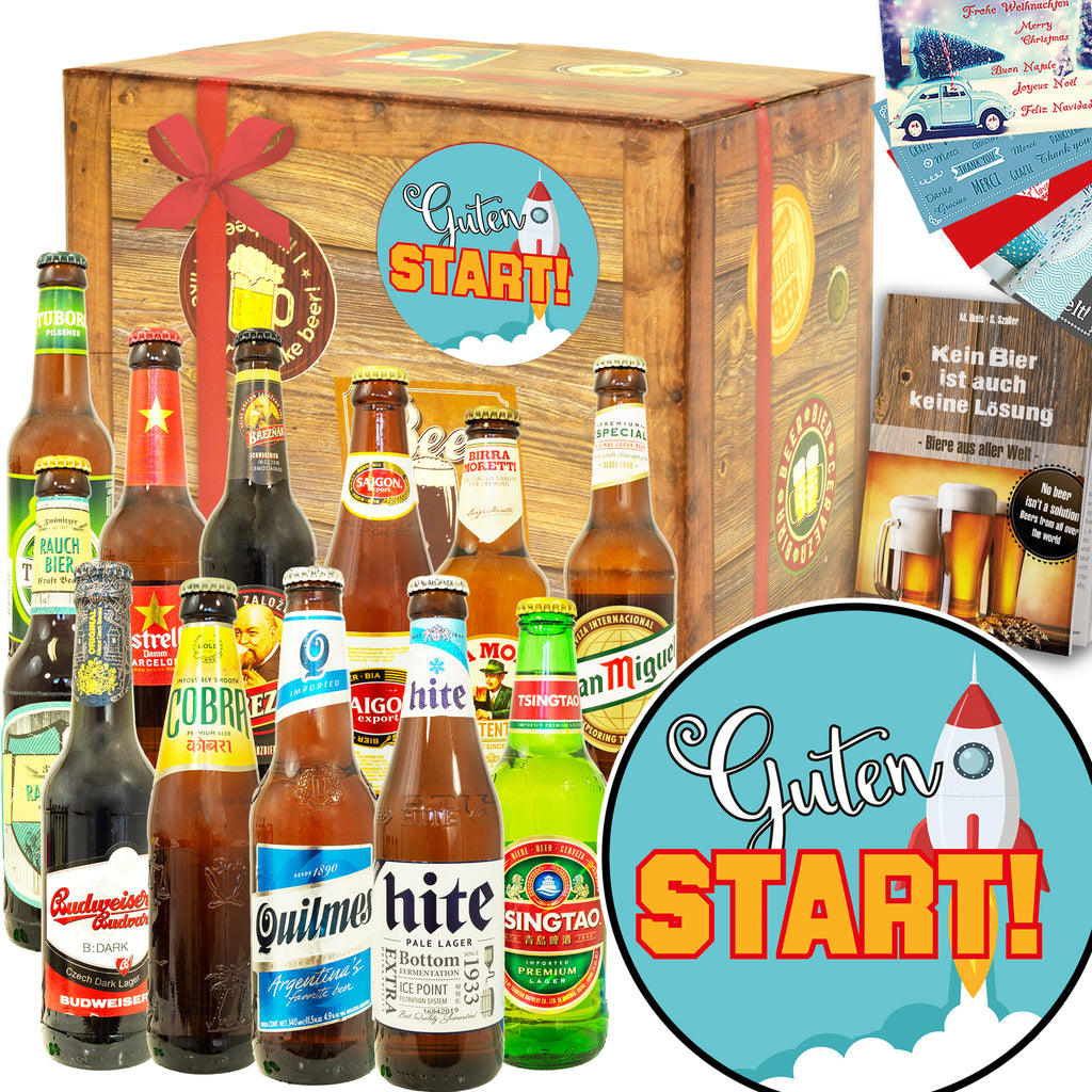 Guten Start | 12 Flaschen Biere der Welt Exoten | Bier Geschenk