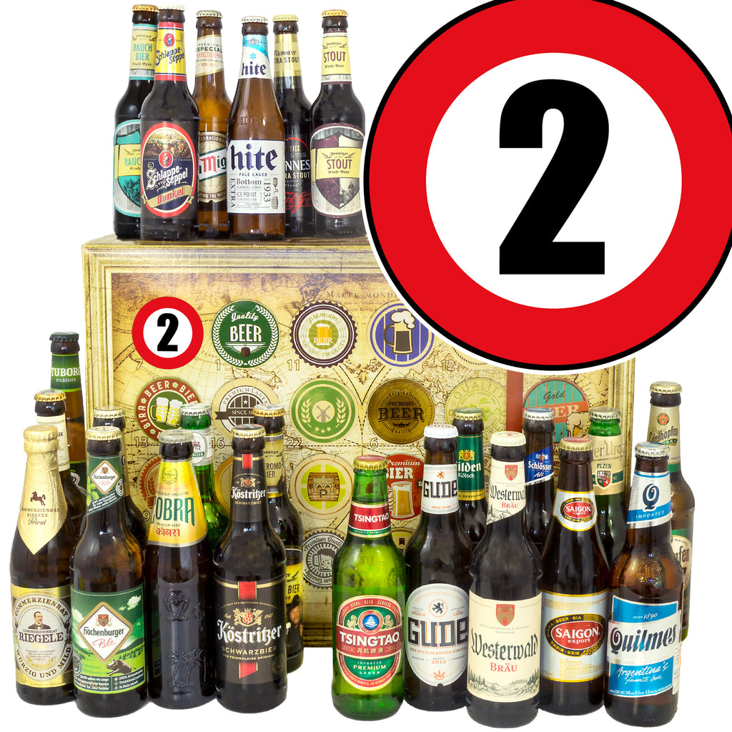 Zahl 2 | 24x Bier aus Welt und Deutschland | Präsent