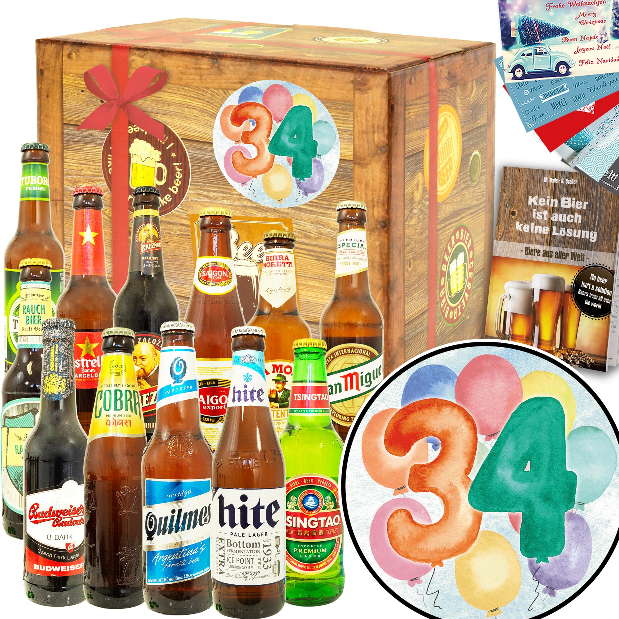 Geburtstag 34 | 12 Flaschen Bier Weltreise | Biergeschenk