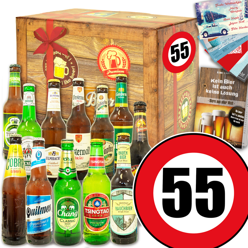 Zahl 55 | 12 Flaschen Bier Deutschland und Welt | Biertasting