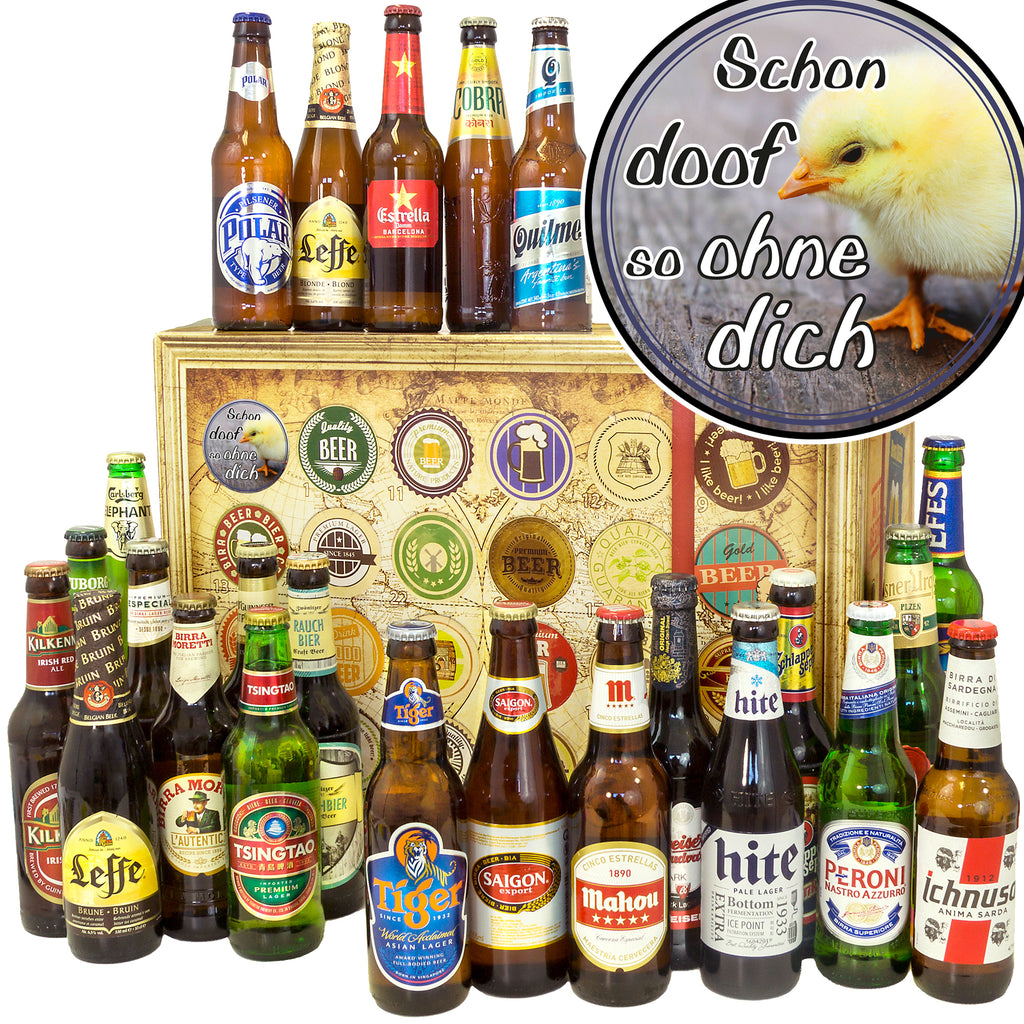 Schon doof so ohne dich | 24 Flaschen Bier International | Box