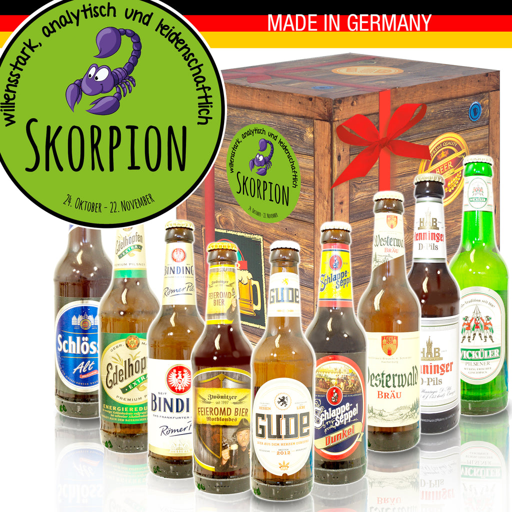 Sternzeichen Skorpion | 9x Bier Bier Deutschlandreise | Geschenk Set