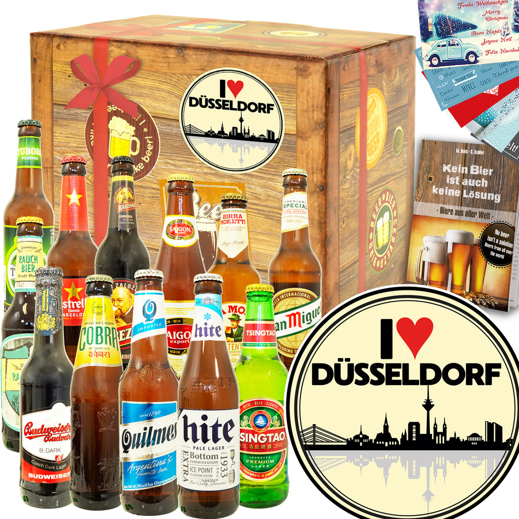 I love Düsseldorf | 12 Biersorten Biere aus aller Welt | Geschenkset