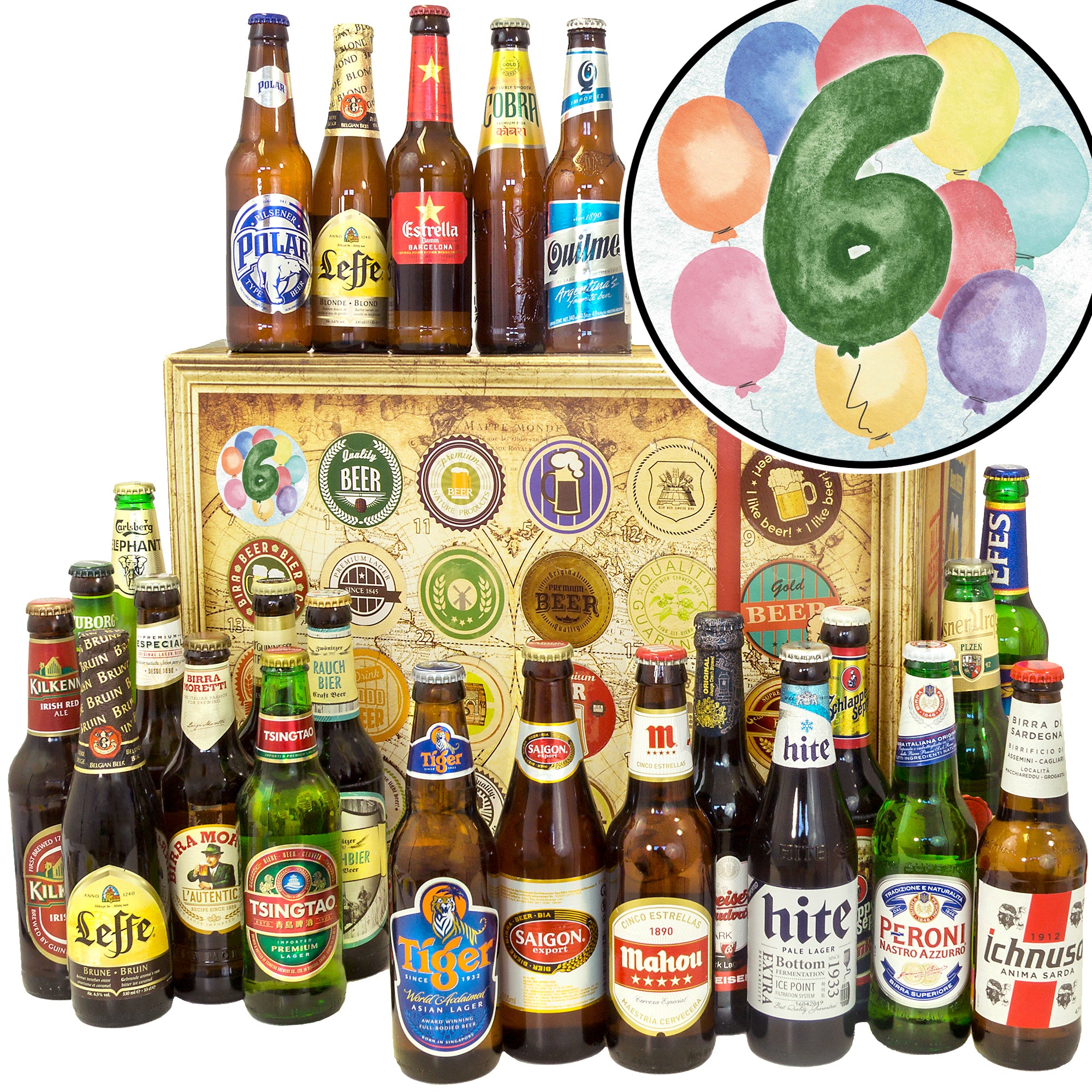 Jubiläum 6 | 24x Bier International | Probierpaket - monatsgeschenke.de