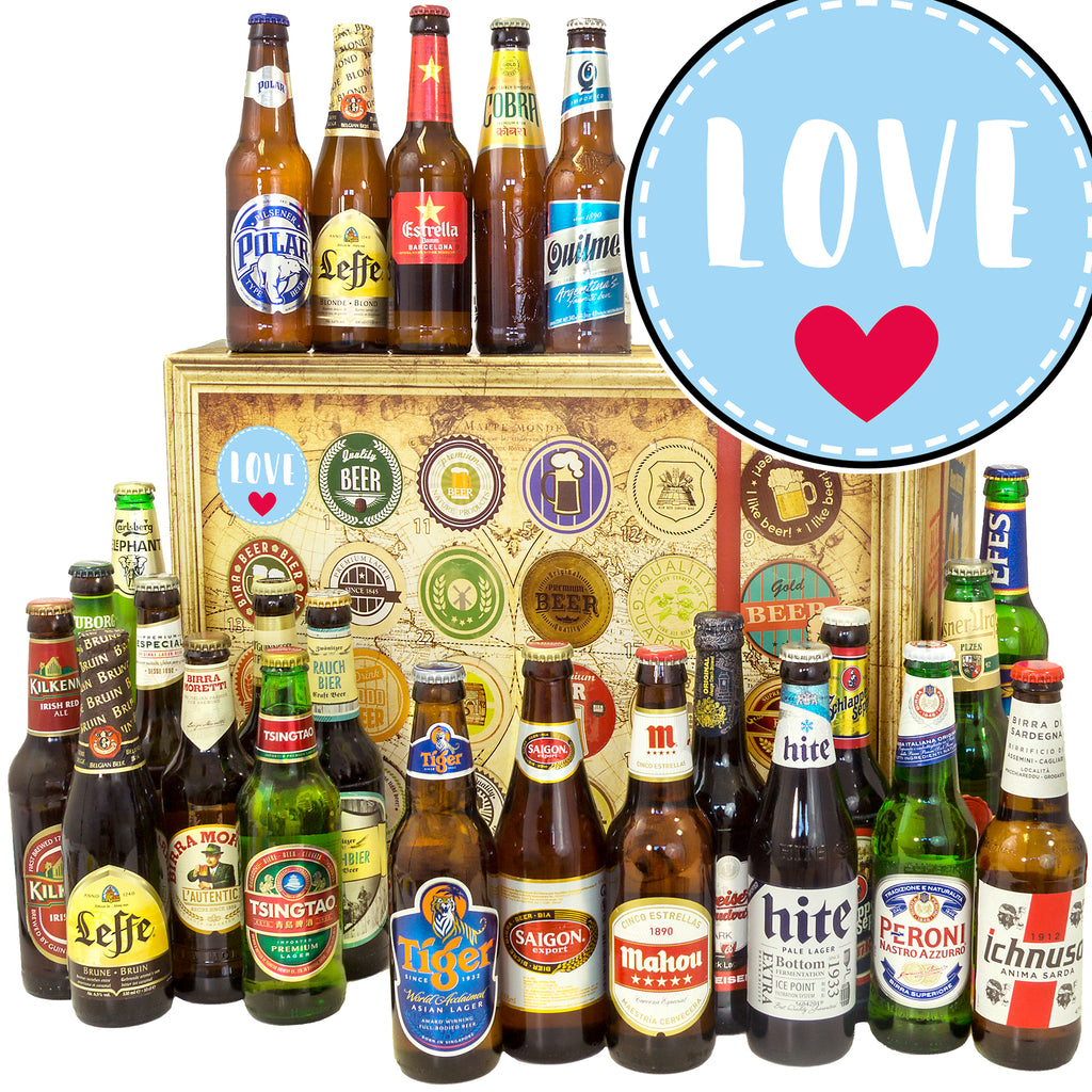 Liebe | 24 Spezialitäten Biere der Welt | Geschenk Box