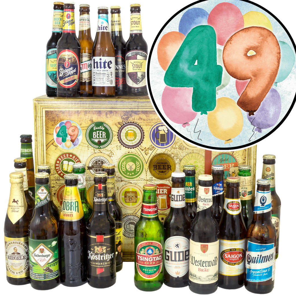Geburtstag 49 | 24 Biersorten Bier aus Welt und Deutschland | Biergeschenk