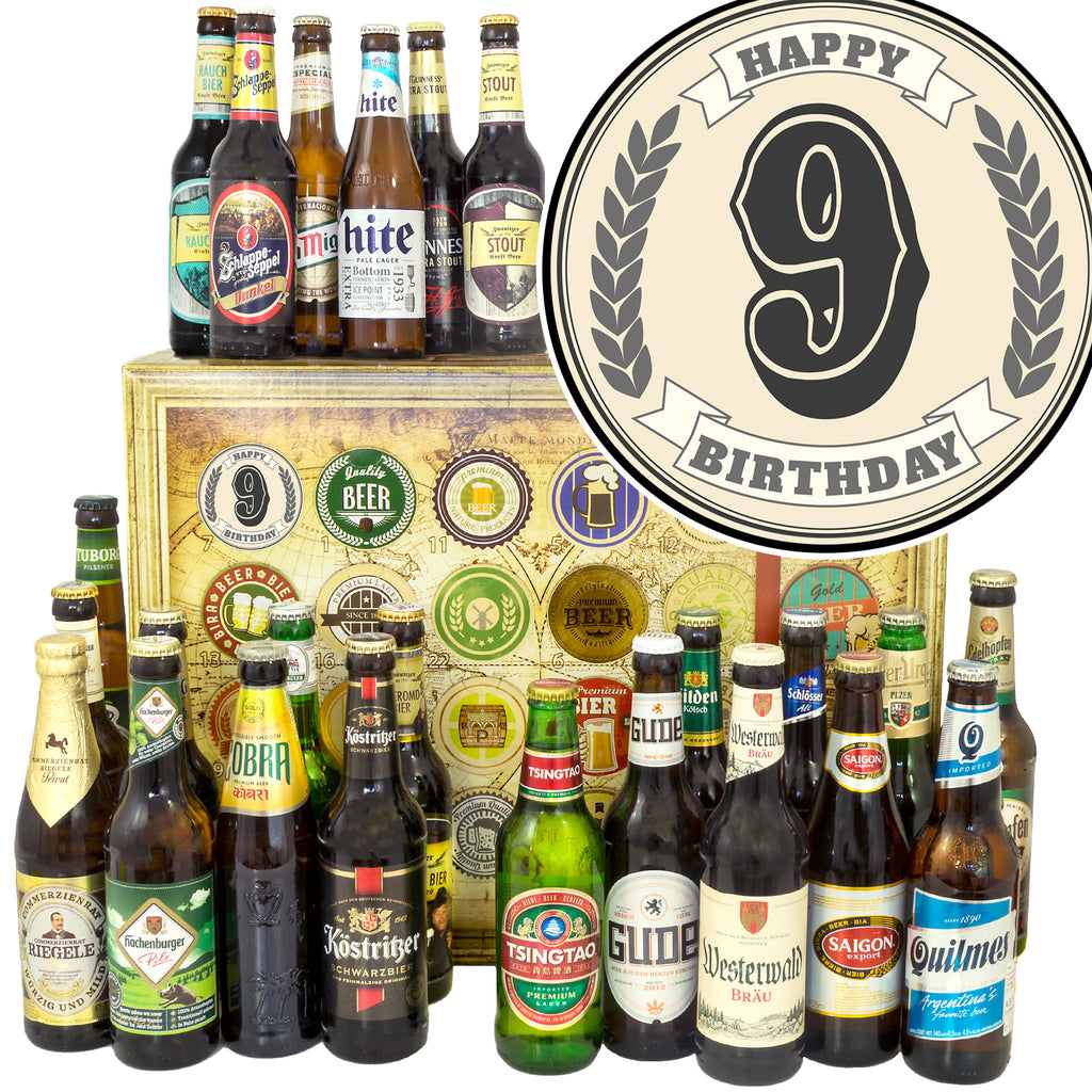 Geburtstag 9 | 24 Spezialitäten Bier aus Welt und Deutschland | Präsent