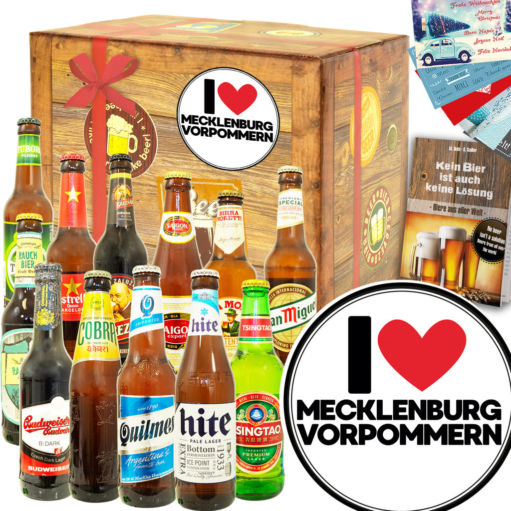 I Love Mecklenburg-Vorpommern | 12 Flaschen Biere aus aller Welt | Biergeschenk