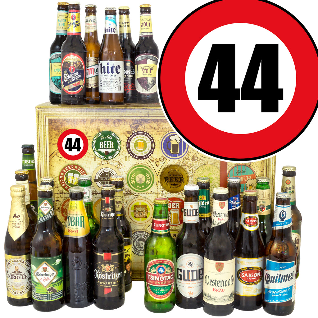Zahl 44 | 24x Bier Bier aus Welt und Deutschland | Bier Geschenk