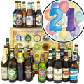 Geburtstag 21 | 24x Bier Bier Deutschland und Welt | Geschenkkorb