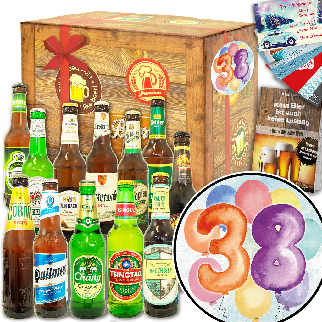 Geburtstag 38 | 12x Biere Welt und Deutschland | Geschenk Set